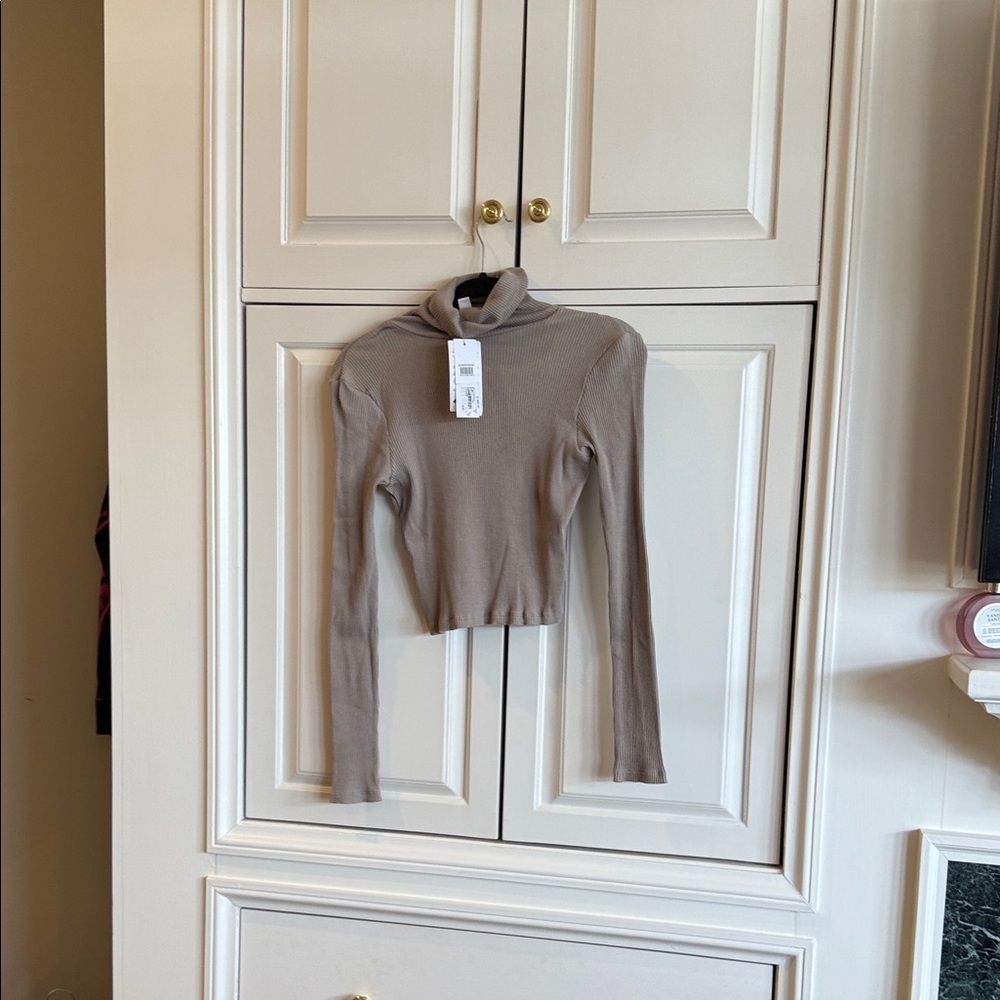 Women's Taupe Turtleneck Top